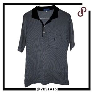 Gieves & Hawkes Men's Cotton Collared Short Sleeve Polo Shirt Black Gray Large